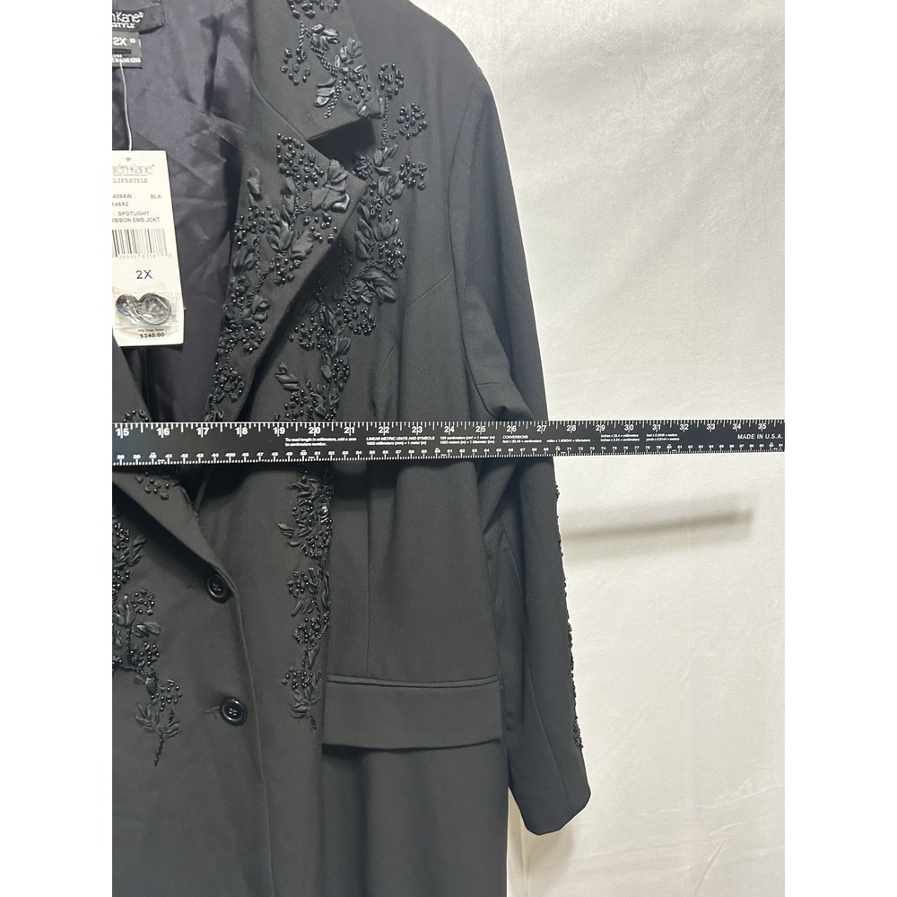 Karen Kane Womens 2X Black Ribbon Woven Floral Stud Decor Holiday Jacket NWT - Picture 3 of 14